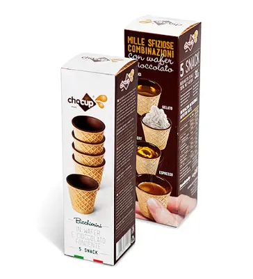 5pcs Chocup Mini Wafer Glasses with Chocolate 30ml - Coffee Cups