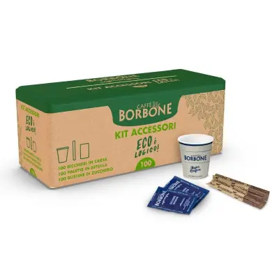 Kit Accessori Ecologico Compostabile Borbone 100 pz