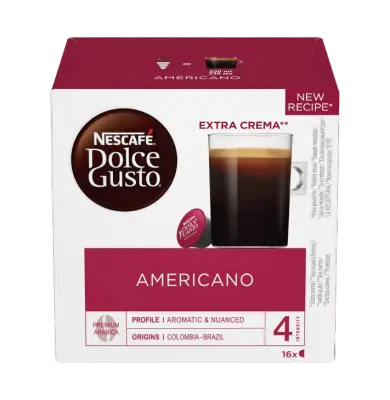 16 oryginalnych kapsułek Nescafè Dolce Gusto AMERICANO LUNGO