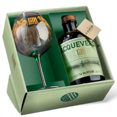 GIN ACQUEVERDI La Valdotaine -1000ml Confez. Regalo con bicchiere