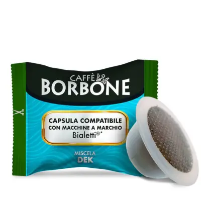 100 kapsułek kawy BORBONE Mieszanka bezkofeinowa kompatybilna z BIALETTI