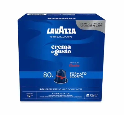 80 Capsule Caffè Lavazza Crema e Gusto Classico compatibili Nespresso Alluminio