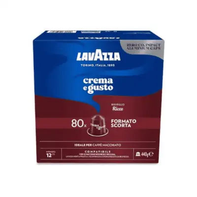 80 Lavazza Crema e Gusto RICCO Coffee Capsules Nespresso compatible Aluminum