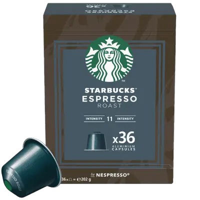 36 Starbucks Coffee Espresso Roast Capsules by Nespresso for Nespresso machines