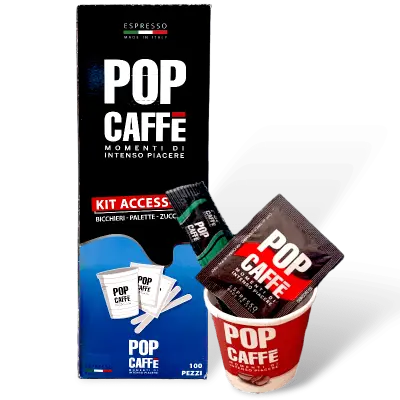 Kit Accessori Pop Caffè Ecologico Compostabile 100pz