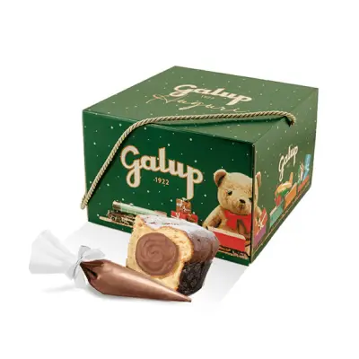 Panettone Galup Paradiso ohne Rosinen und kandierte Früchte mit Orangenpaste 750 g + Spritzbeutel mit Haselnusstopf 150 g