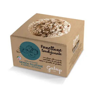 Traditioneller Gran Galup Panettone mit kandierten Früchten, Haselnuss- und Mandelglasur – glutenfrei, 400 g