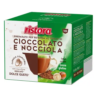 10 Ristora CHOCOLATE AND HAZELNUT capsules compatible with Nescafè Dolce Gusto