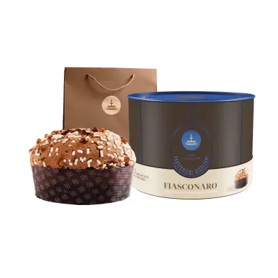 Panettone Fiasconaro Orzechy laskowe z rodzynkami, lukrem i orzechami laskowymi, Eleganckie Pudełko 1 kg