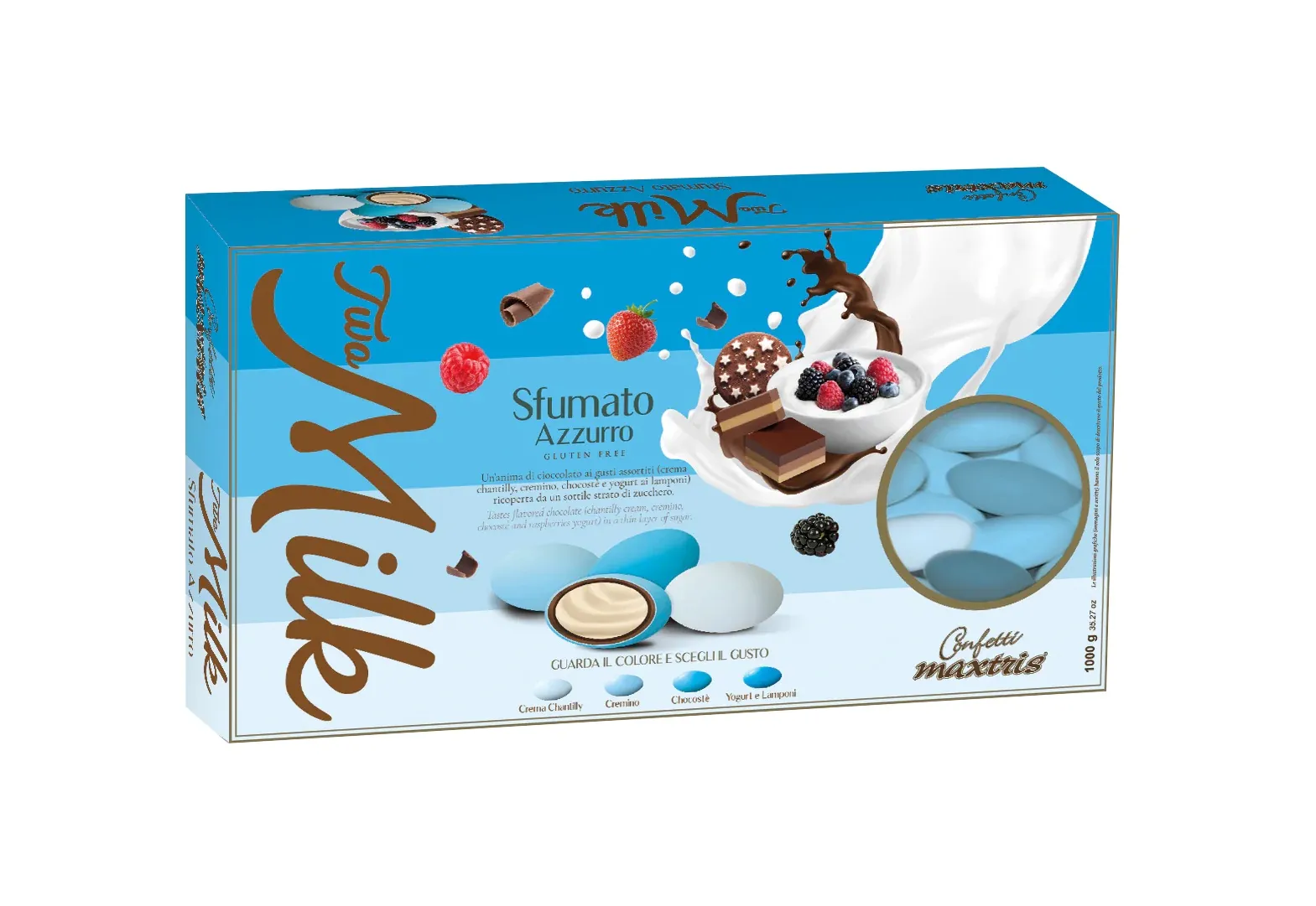 1kg Maxtris Two Milk Sfumati Azzurro - Confetti Premium Italiani