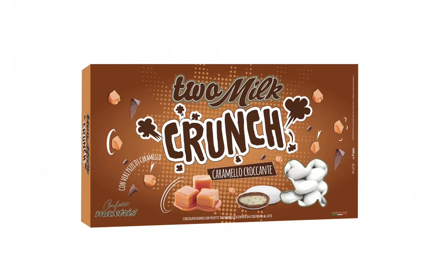 1kg Maxtris Two Milk Crunch Caramello - draże o smaku karmelowym
