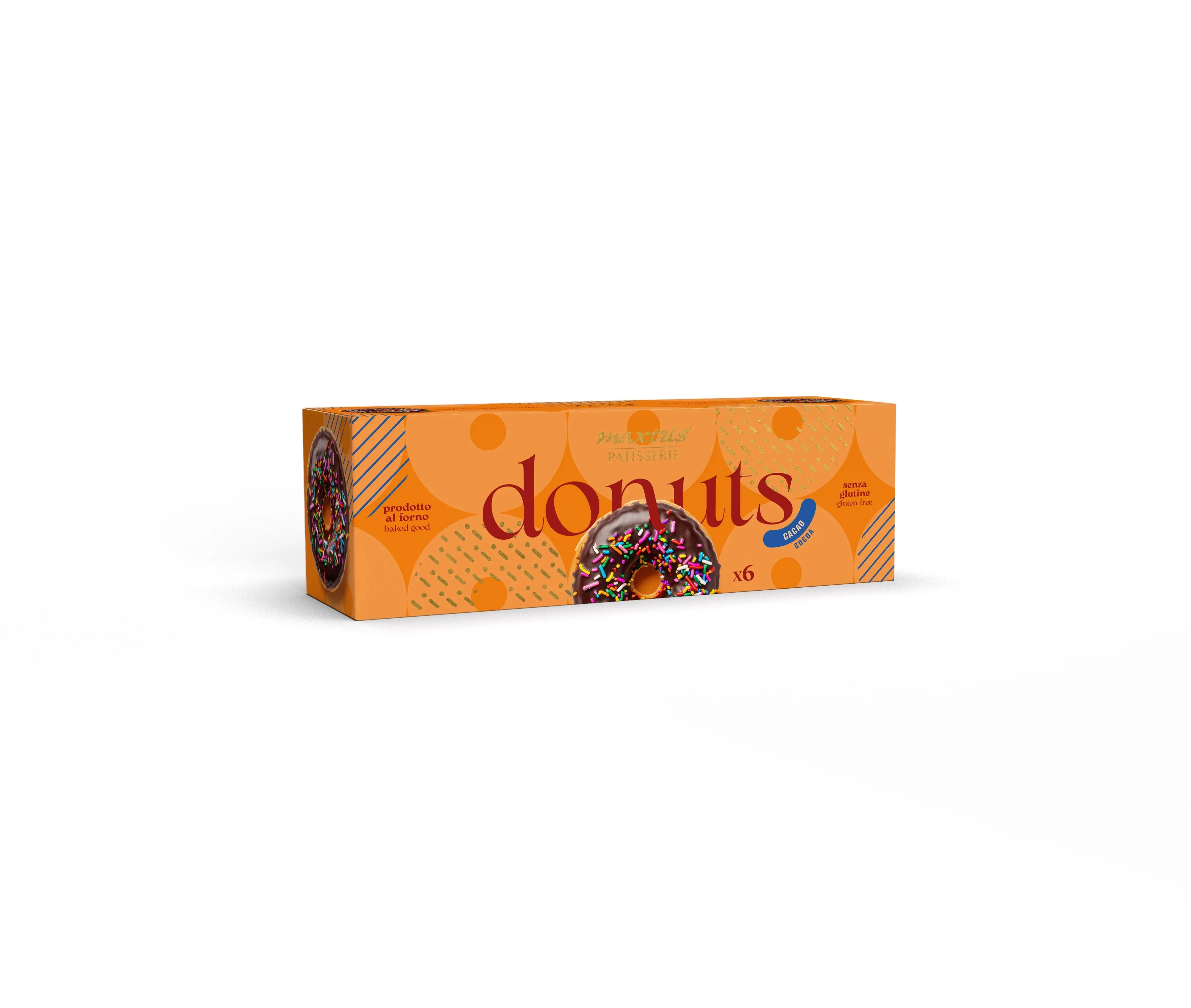 6 pezzi Maxtris Donuts Cacao 210g - ciambelle al cacao italiane