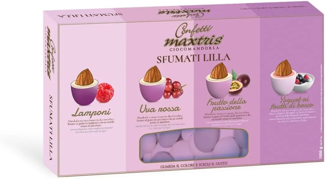 Confetti Maxtris Mandorla Sfumati Lilla 4 Gusti - confetti italiani