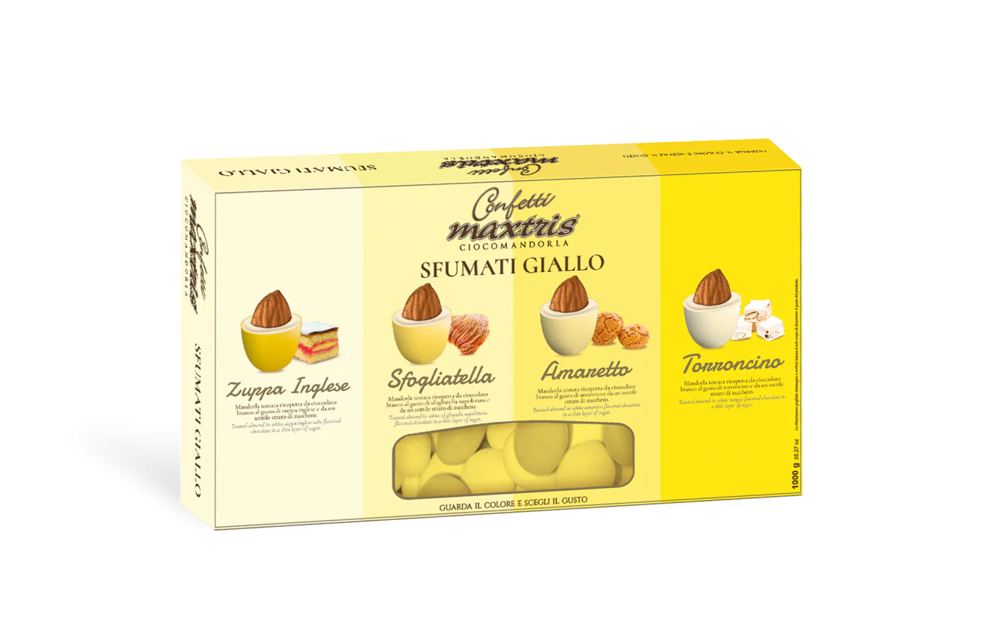 Maxtris Sfumati Giallo -Ciocomandorla Mix Gusti - confetti italiani alle mandorle