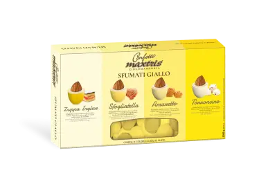 Maxtris Sfumati Giallo -Ciocomandorla Mix Gusti - confetti italiani alle mandorle 1kg
