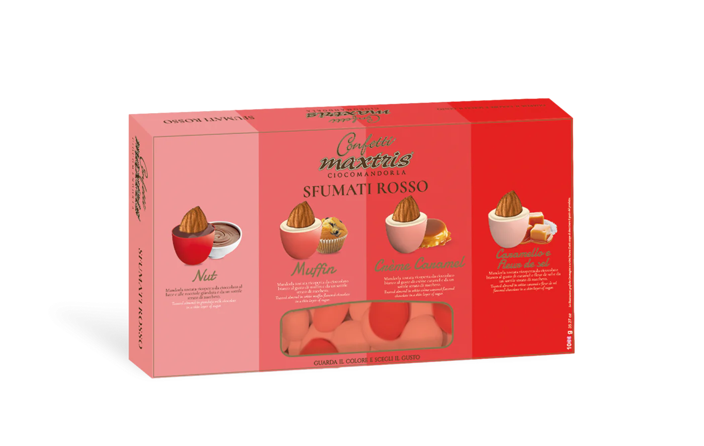 1kg Sfumati Red Dragèe Confetti Maxtris - włoskie kolorowe mix