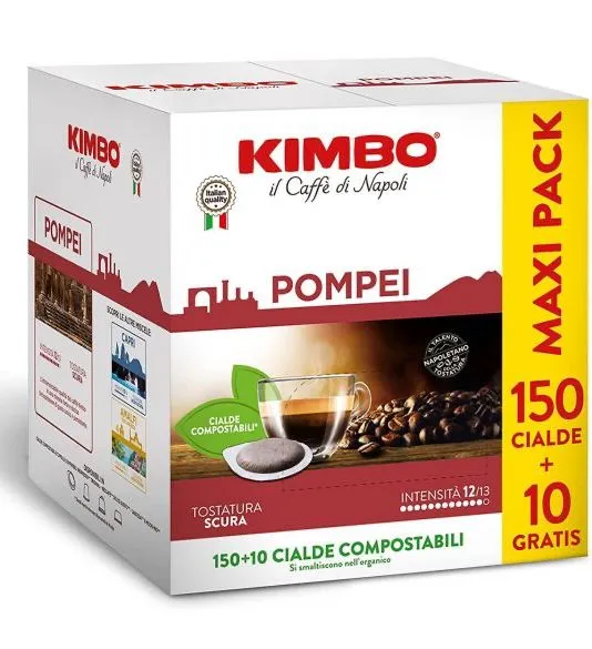 150+10 FREE Kimbo Compostable Coffee Pods ESE 44mm - Pompei Blend