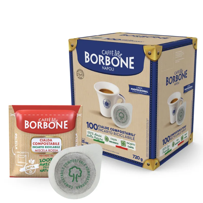 100 Cialde Compostabili Caffè Borbone Miscela Rossa