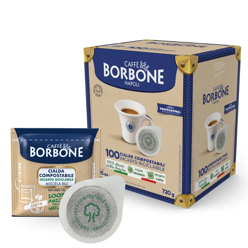 100 Cialde Compostabili Caffè Borbone Miscela Blu