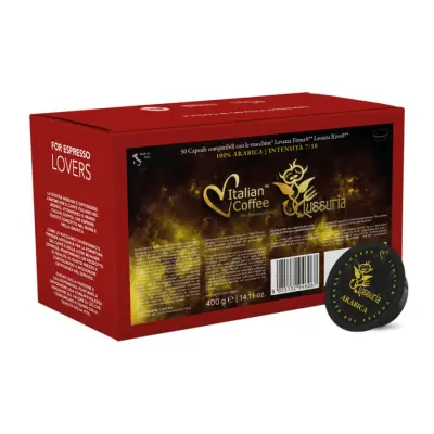 50 Italian Coffee Lussuria Arabica Capsules – compatible with Lavazza Firma / Rivo / Vitha Group machines