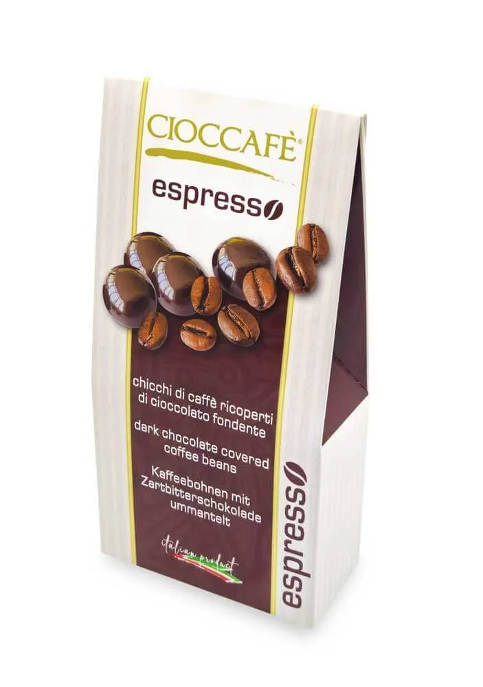 Cioccafè ESPRESSO – Kaffeebohnen in Zartbitterschokolade 125 g