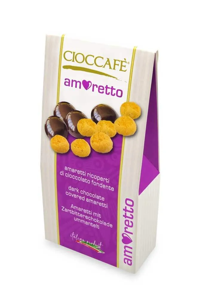 Cioccafè AMORETTO – Mini Amaretti Ricoperti di Cioccolato Fondente 125 g