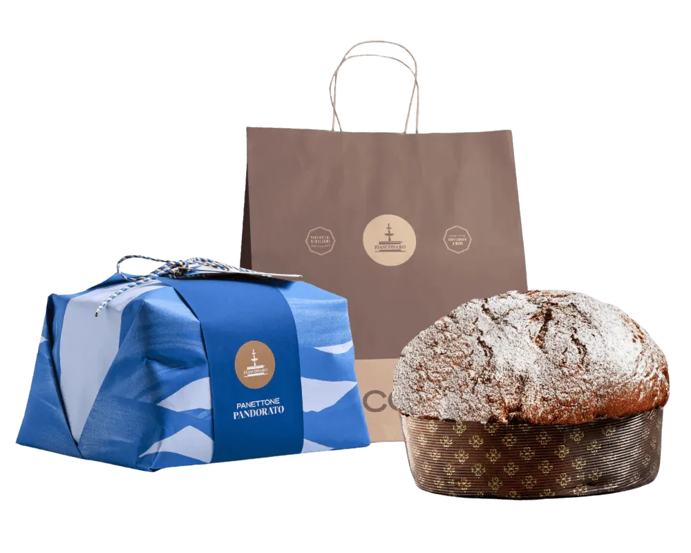 Panettone Fiasconaro Pandorato bez rodzynek i owoców kandyzowanych z lukrem i cukrem pudrem 1kg
