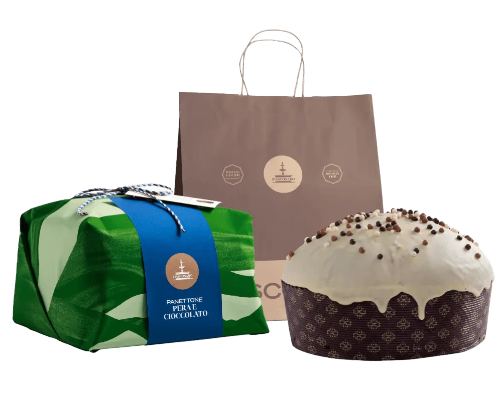 Panettone Fiasconaro Birne und Schokolade mit weißer Schokolade und Schokoladen-Crunchies 1 kg