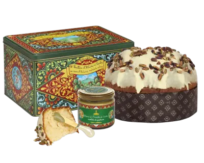 Fiasconaro Panettone Dolce&Gabbana al Pistacchio di Sicilia 600g – Latta Verde con Crema Spalmabile
