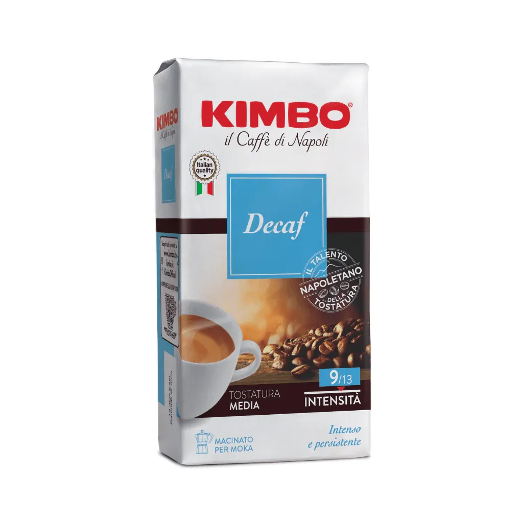 Kimbo Gemahlener Kaffee Espresso Entkoffeiniert 250g – Mittlere Röstung, Intensives Aroma