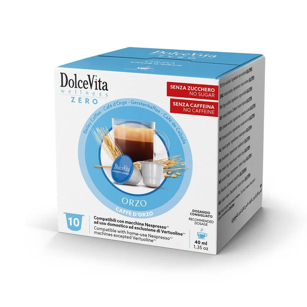 10 Capsule Dolce Vita Orzo Solubile Compatibili Nespresso - 100% Non Zuccherato