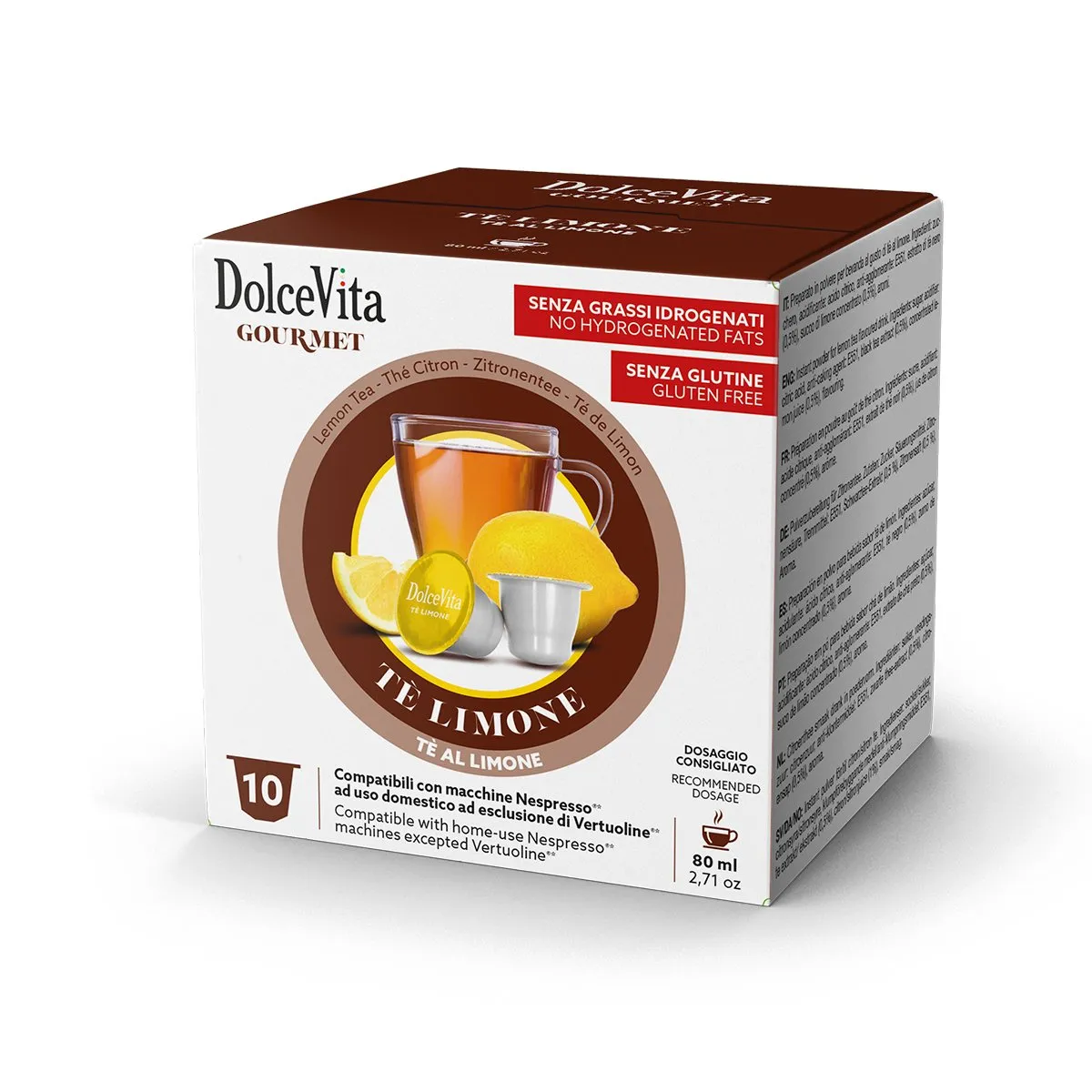 10pz Te al Limone Dolce Vita Capsule Nespresso - Senza Caffeina Vegano