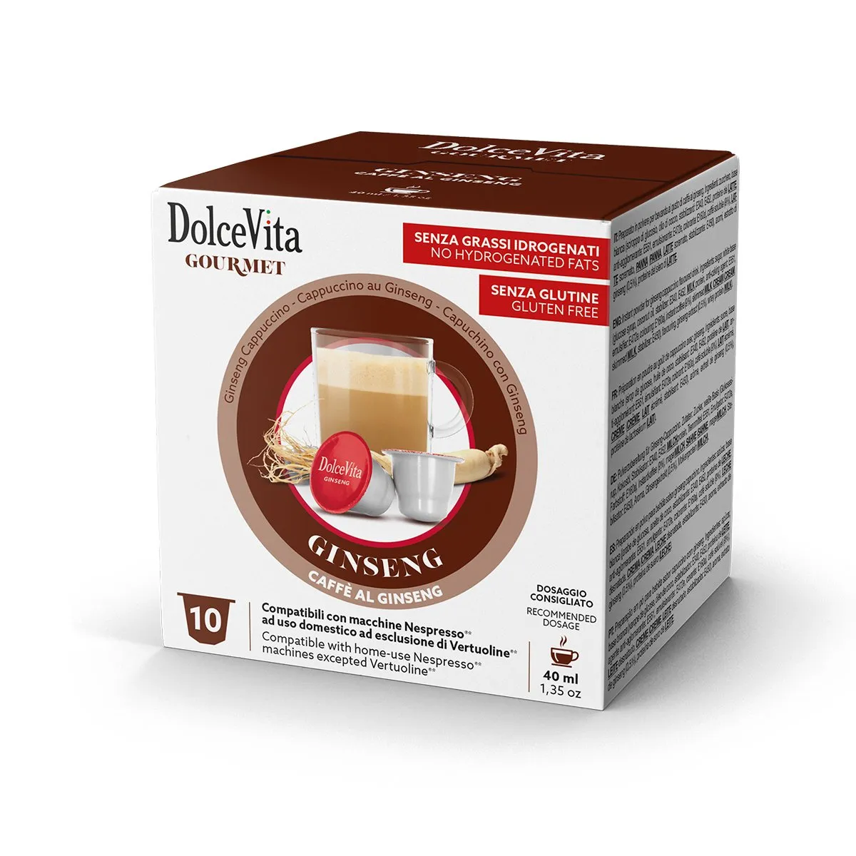 10pz Dolce Ginseng Dolce Vita Capsule Nespresso - Caffè Ginseng Energia
