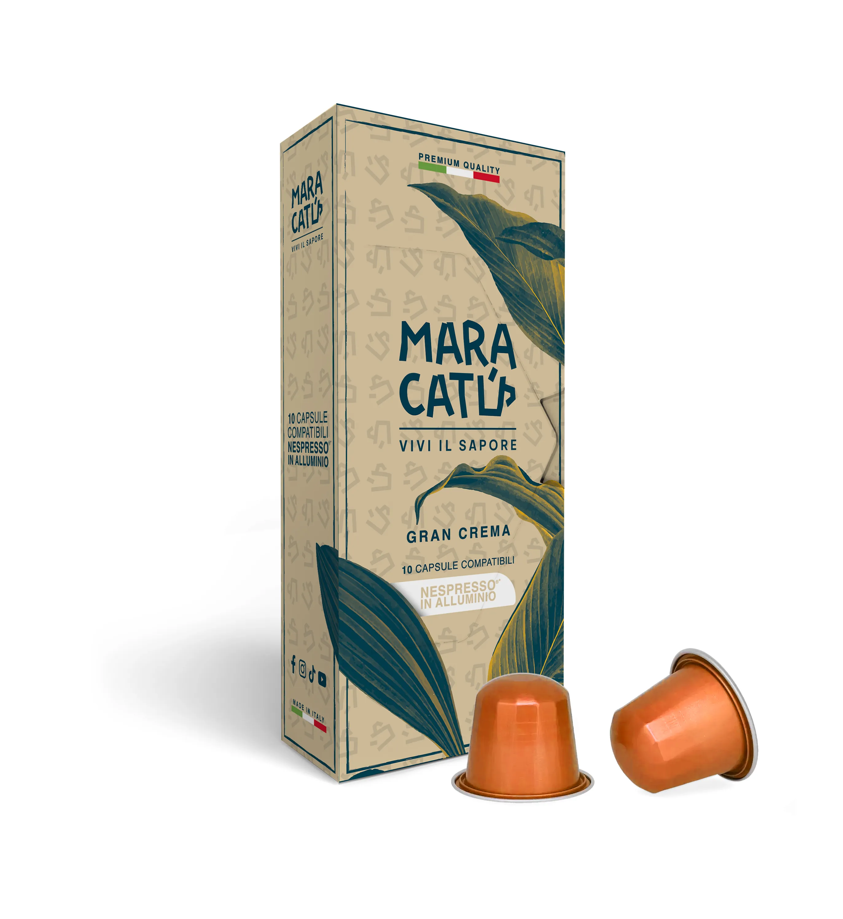 10 Capsule Caffè Maracatú Miscela Gran Crema - Compatibili Nespresso Alluminio, intensità 9/10