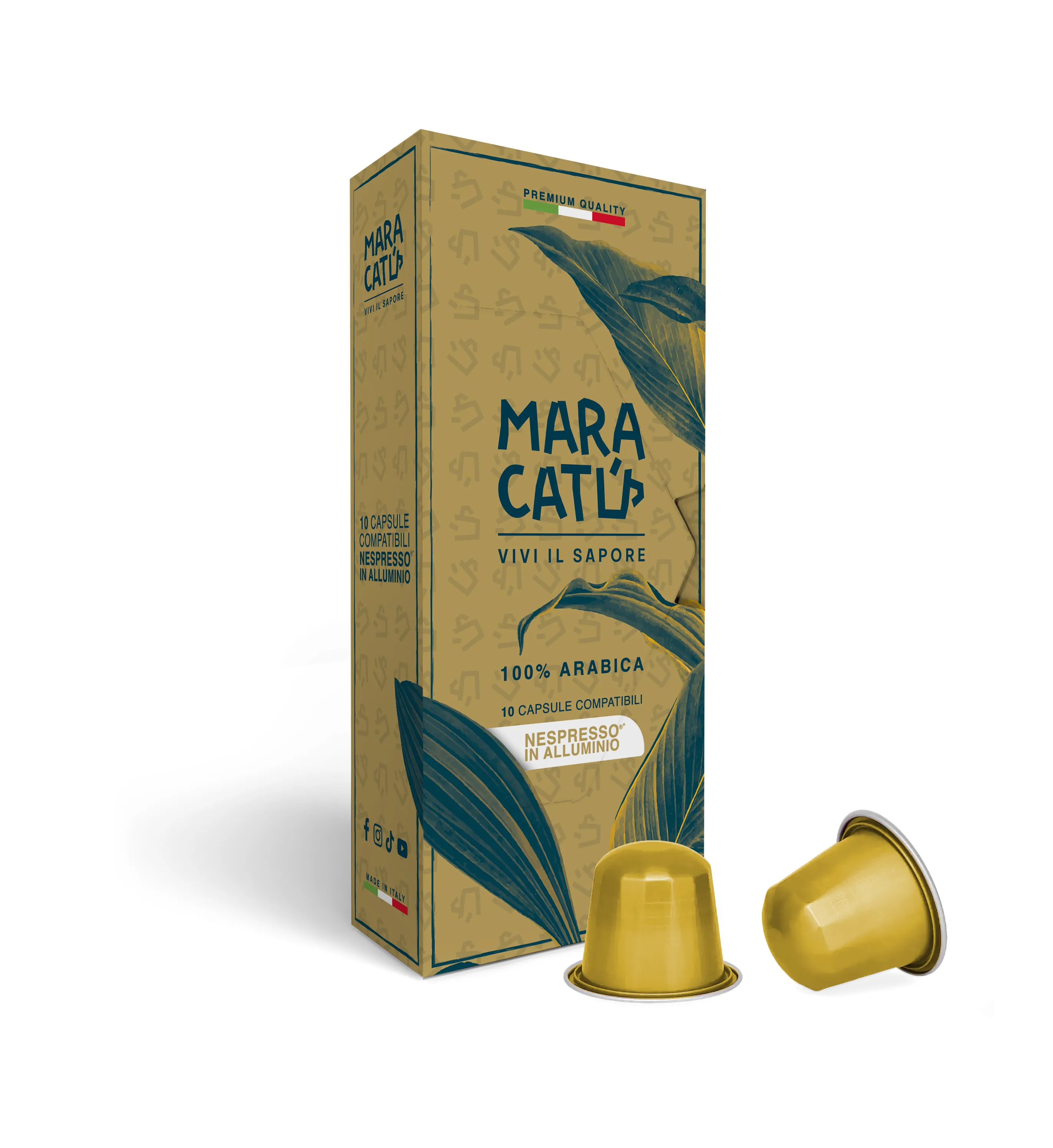 10 Capsule Caffè Maracatú Miscela Arabica 100% Compatibili Nespresso Alluminio, Intensità 7/10