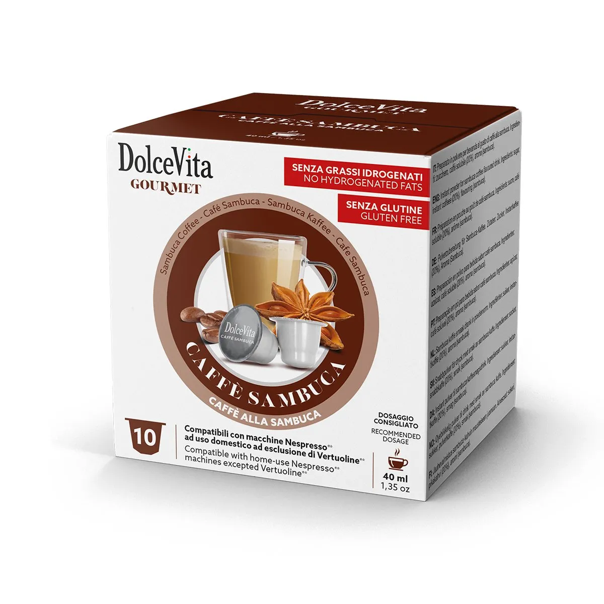 10 Capsules Dolce Vita Sambuca Coffee Compatible Nespresso - Italian Tradition