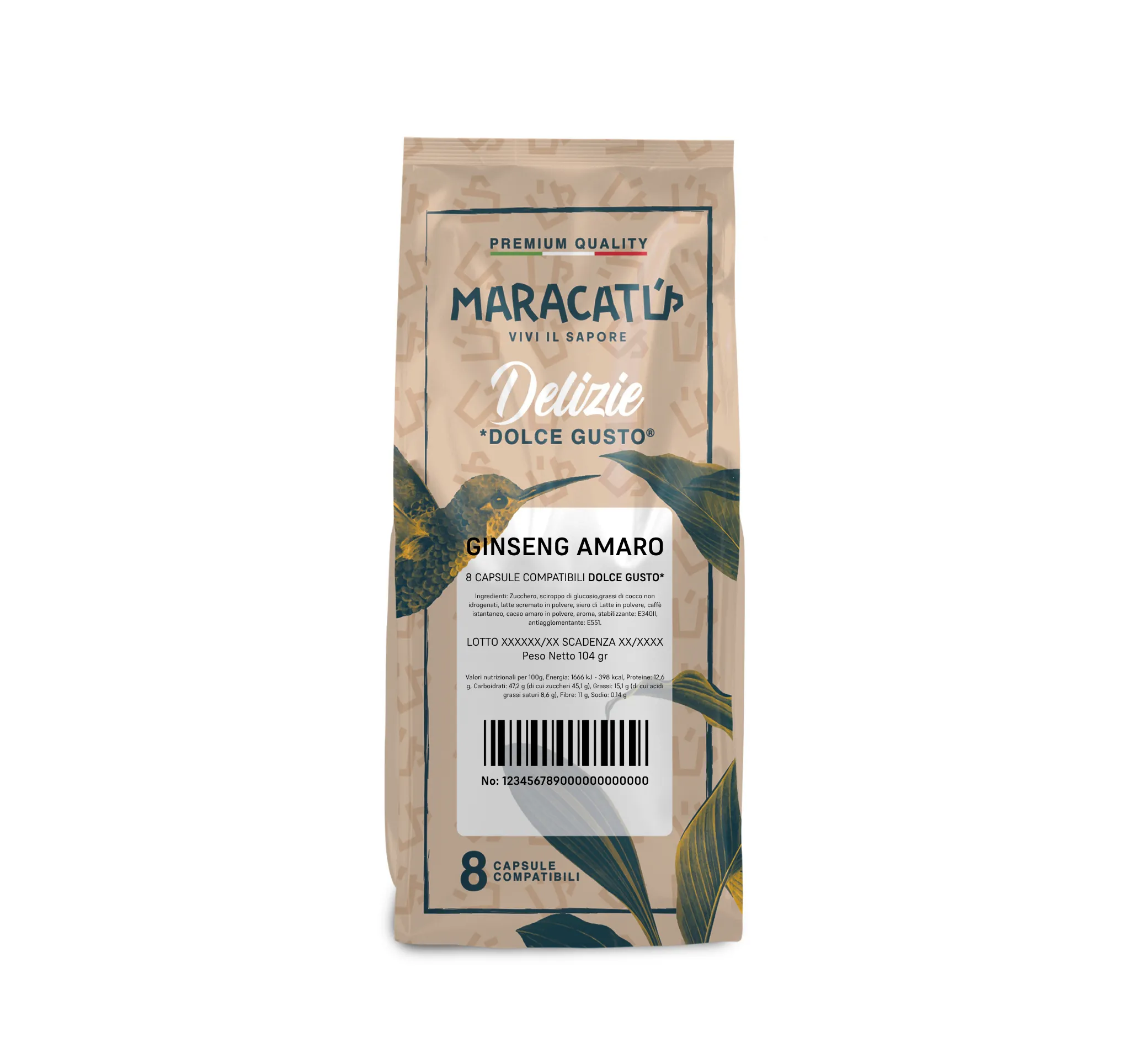 8 kapsułek Amaro Maracatú Żeńszeń - Dolce Gusto kompatybilne, gorzki żeńszeń