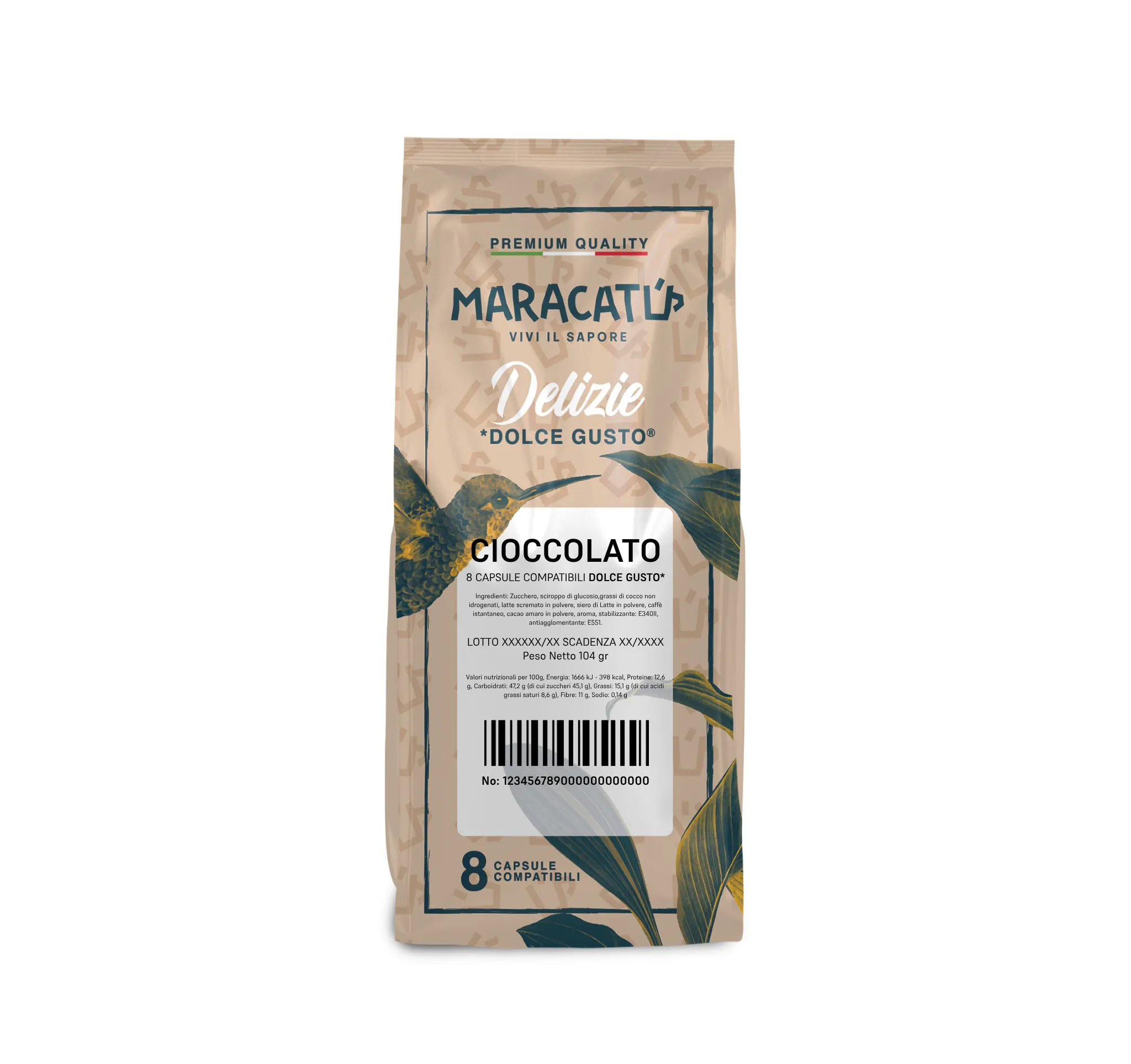 8 Capsule Maracatú Cioccolato - Dolce Gusto Compatibili, Bevanda Cioccolato Ricca