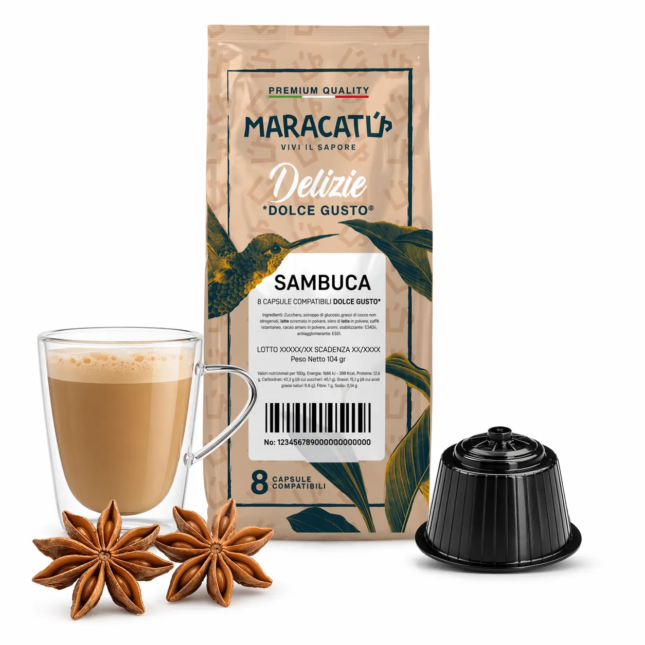 8 Kapsułek Kawy Sambuca Maracatú Nescafé Dolce Gusto Kompatybilne