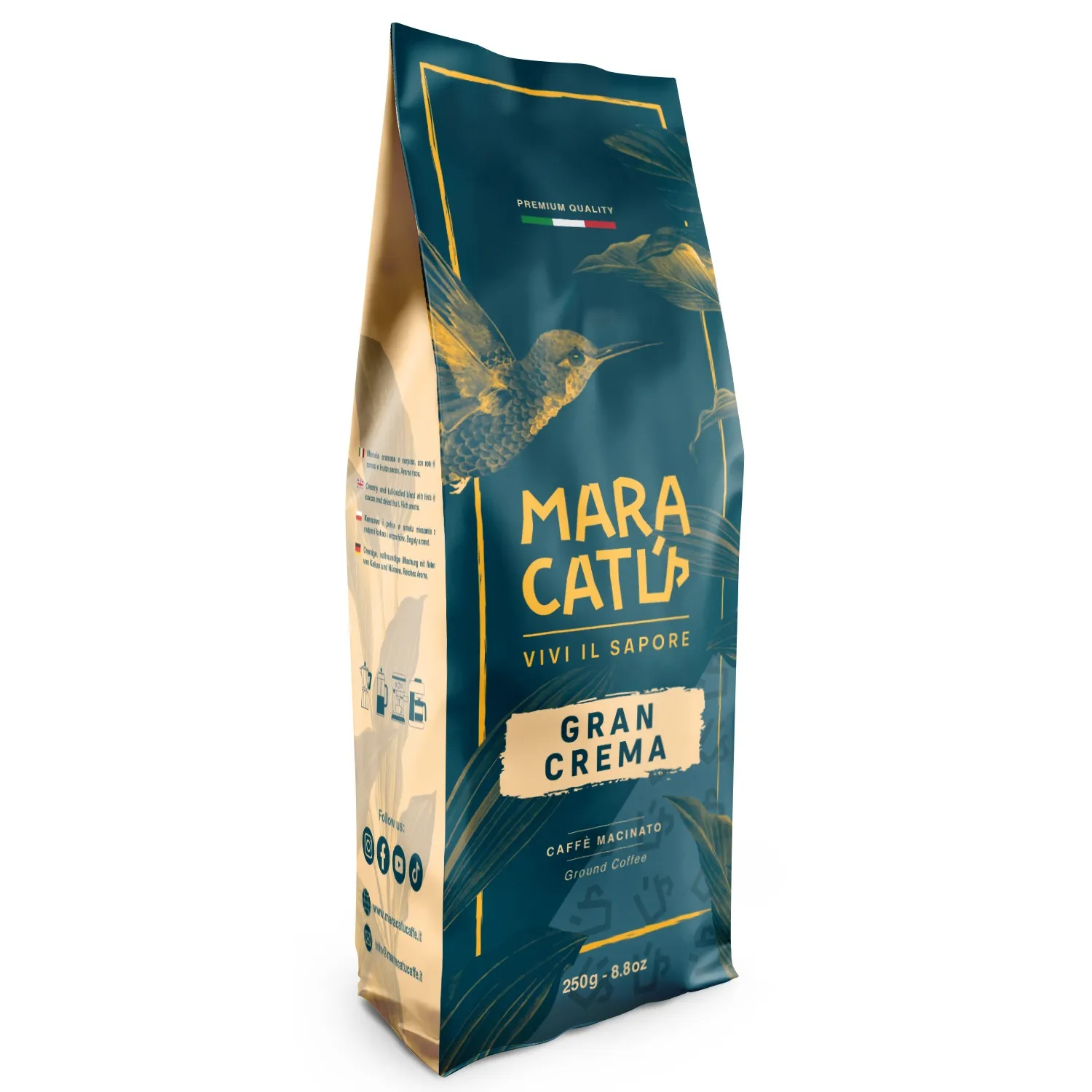 250g Maracatú Miscela Gran Crema Caffè Macinato – Cremoso e Corposo, Intensità 8/10